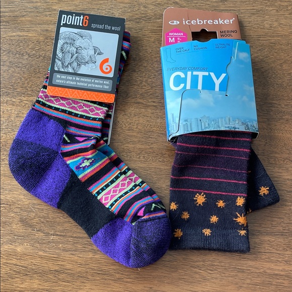 Icebreaker Accessories - Icebreaker Merino Wool Socks - Black and Purple Patterned & point 6 NWT Women’s